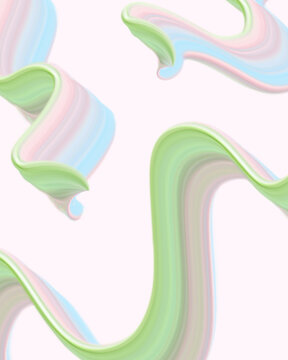 Pink, blue and green wavy lines abstract illustration for high quality wallpaper or background. hand draw with watercolor