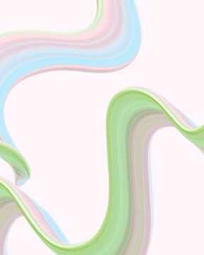 Pink, blue and green wavy lines abstract illustration for high quality wallpaper or background. hand draw with watercolor