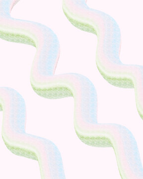 Pink, blue and green wavy lines abstract illustration for high quality wallpaper or background. hand draw with watercolor