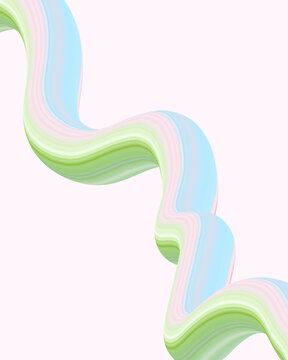 Pink, blue and green wavy lines abstract illustration for high quality wallpaper or background. hand draw with watercolor