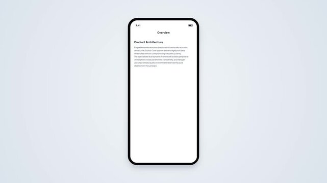 Product Architecture Description Overview Screen UI Animation Smartphone Mockup