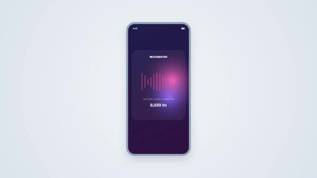 Dark Mode Audio Spectrum Calibration Mobile App UI Animation Displaying Frequency Equalizer Waves