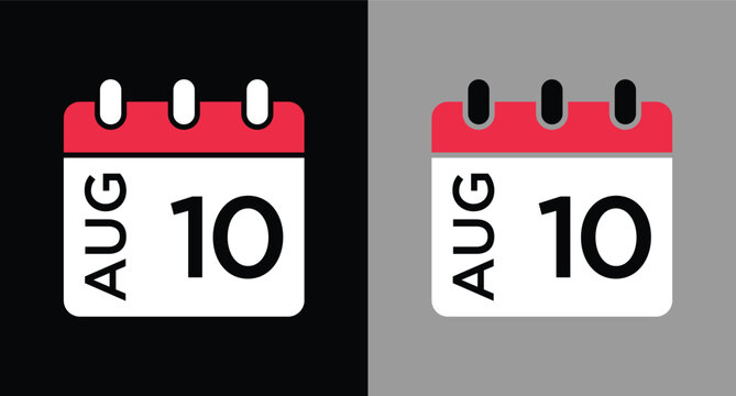 calendar - August 10 icon illustration isolated vector sign symbol