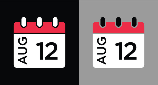 calendar - August 12 icon illustration isolated vector sign symbol