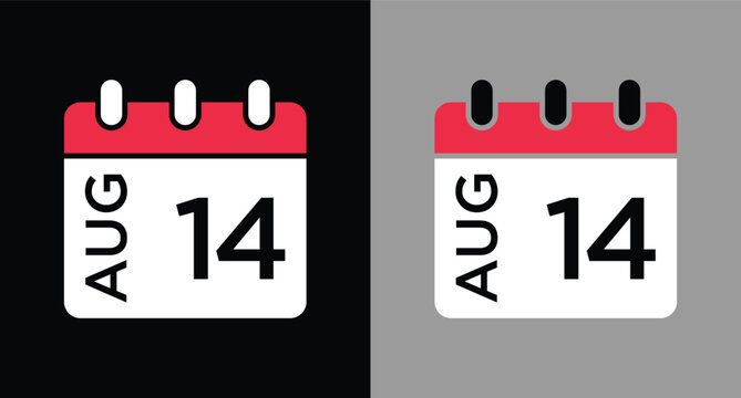 calendar - August 14 icon illustration isolated vector sign symbol