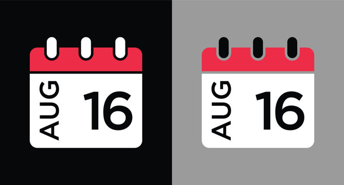 calendar - August 16 icon illustration isolated vector sign symbol