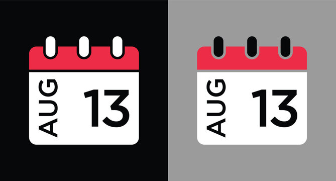 calendar - August 13 icon illustration isolated vector sign symbol
