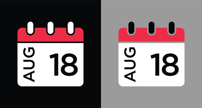 calendar - August 18 icon illustration isolated vector sign symbol
