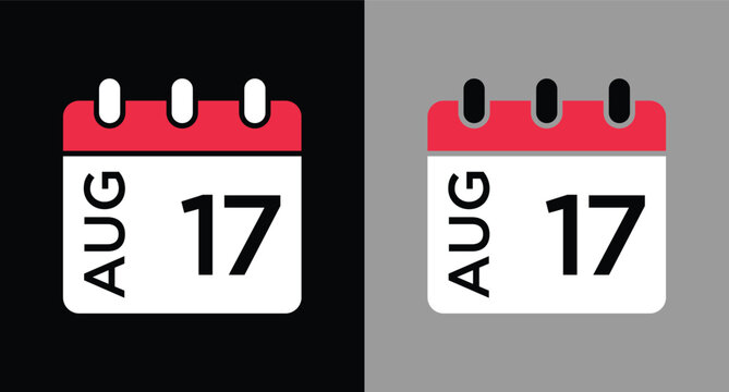 calendar - August 17 icon illustration isolated vector sign symbol