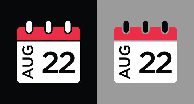 calendar - August 22 icon illustration isolated vector sign symbol