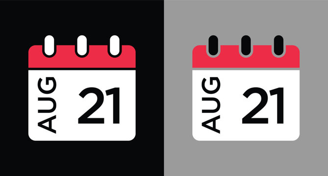 calendar - August 21 icon illustration isolated vector sign symbol