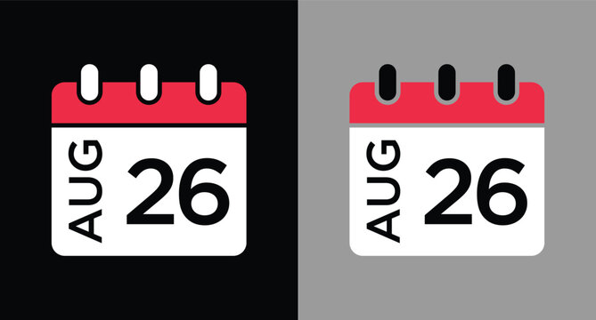 calendar - August 26 icon illustration isolated vector sign symbol