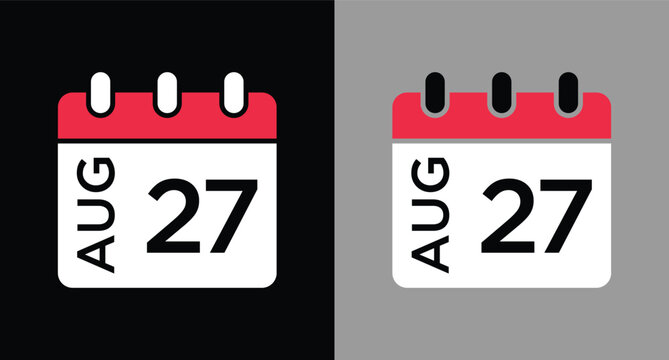 calendar - August 27 icon illustration isolated vector sign symbol