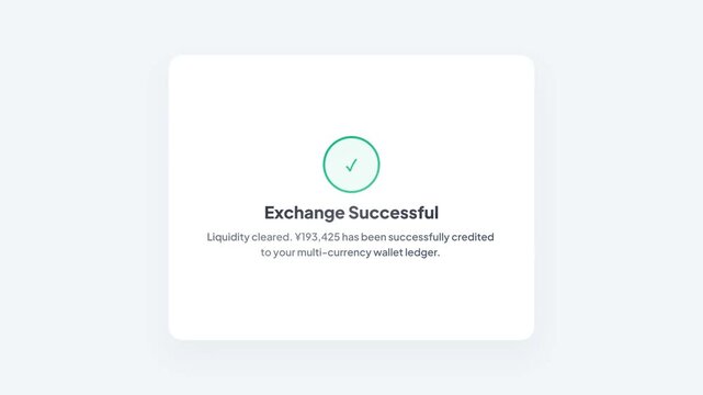 Currency Exchange UI Animation Converting US Dollar to Japanese Yen Successful Multi Currency Transaction