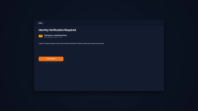 Dark Mode Security Mailbox UI Animation Identity Verification Required Multi Factor Auth Mockup