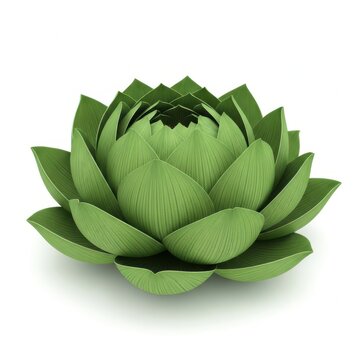 Beautiful green detailed lotus flower in full bloom