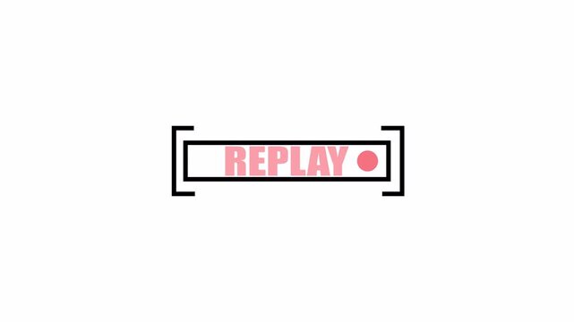 Replay sign Icon with Text Animation on Transparent Background. Modern Replay Button Animation for Live Streaming, Replay Symbol with Stylish Typography, Rewind and Repeat Motion Graphic.