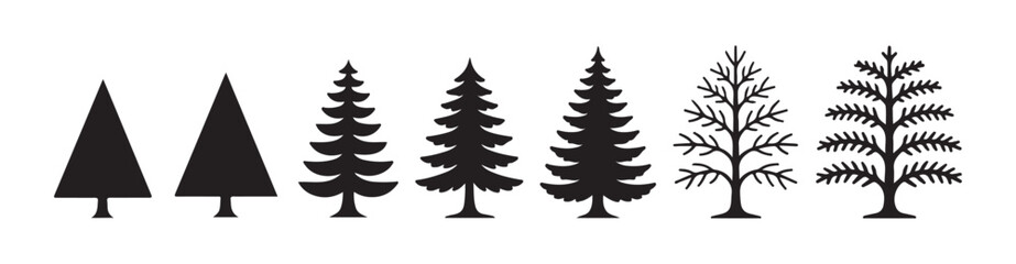 Fototapeta premium Minimalist spruce tree icons for forest landscape graphics environmental design and nature decoration.