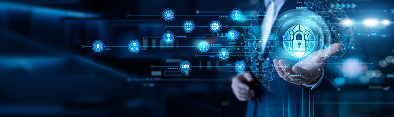 Analyst hand holding NETWORK SECURITY network firewalls. Monitoring traffic and defending systems against unauthorized access. Secure infrastructure protects vital corporate assets now. © CyberFrame