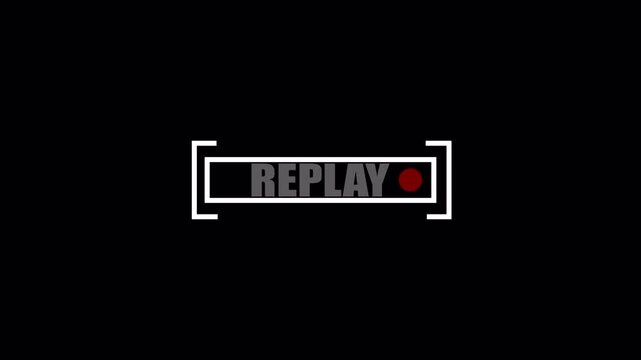 Replay sign Icon with Text Animation on Transparent Background. Modern Replay Button Animation for Live Streaming, Replay Symbol with Stylish Typography, Rewind and Repeat Motion Graphic.