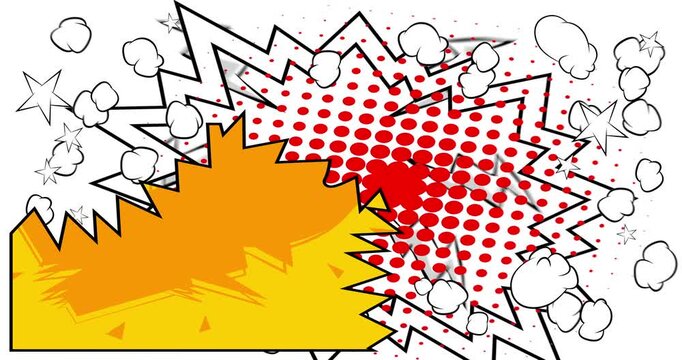 Cartoon background animation, comic book backdrop video. Retro comics pop art design.