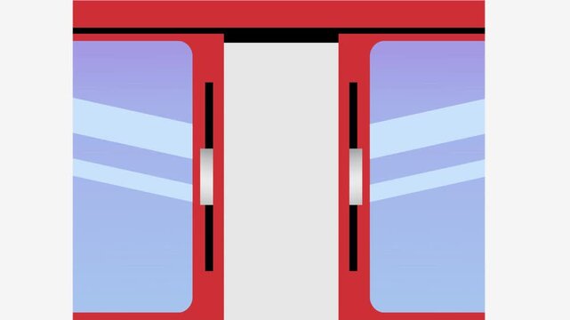 HD video of futuristic elevator sliding doors opening and closing automatically
