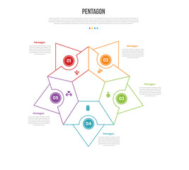 Obraz premium Pentagon Infographic Template with 5 Point Flower Design for Slide Presentation