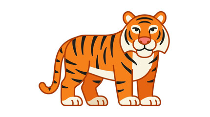 Fototapeta premium Majestic orange tiger standing against a plain background