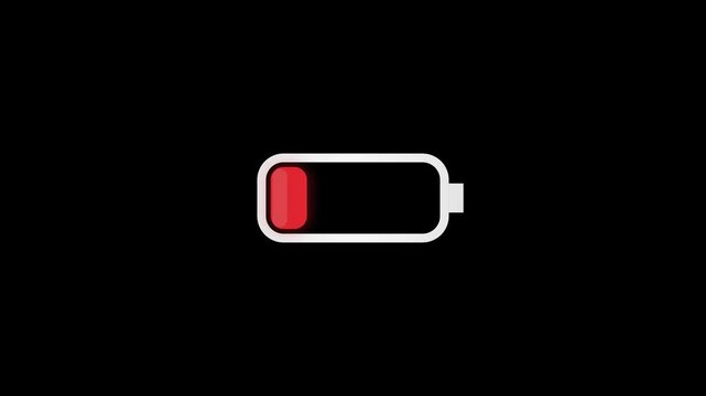 Low battery indicator icon animation charge energy power interface warning