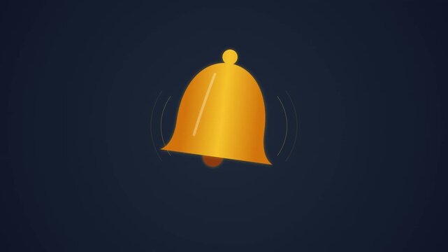 Golden notification bell alert animation icon social message update interface
