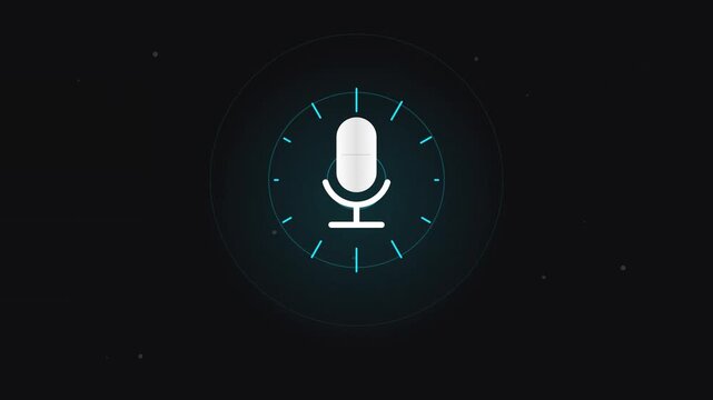 Minimalist microphone icon with digital radial pulse animation audio sound