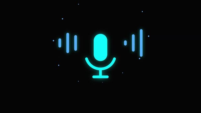 Glowing microphone icon with audio sound waves visualization wave voice wave