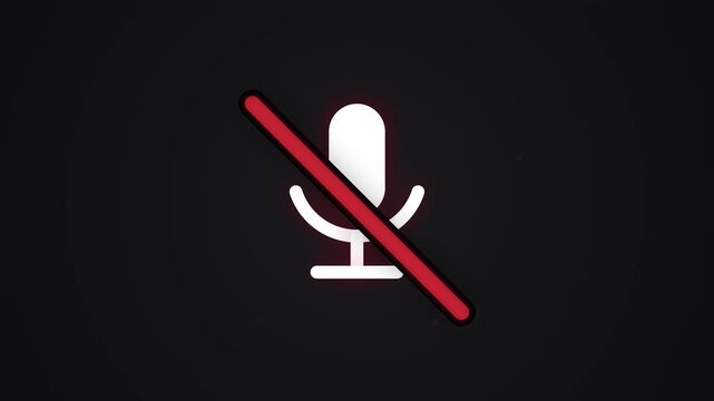Animated muted microphone icon indicating no audio recording sound record