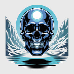 Human Skull Illustration with Shiny Surface. © Alvera
