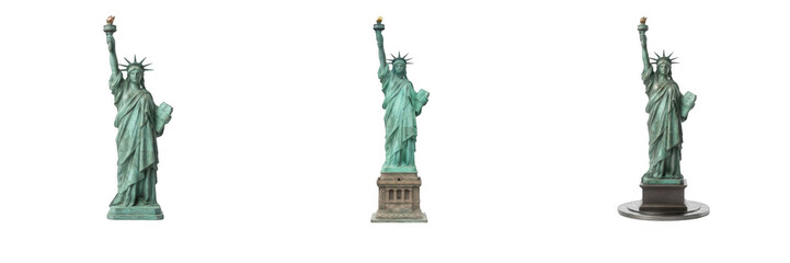 Statue of Liberty monuments with torch and tablet isolated on white background, New York landmark and American freedom symbol PNG graphic © eagle