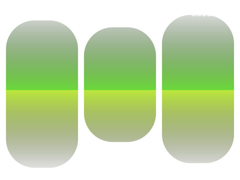 Three vertical rounded rectangle shapes with a smooth green and yellow gradient color transition