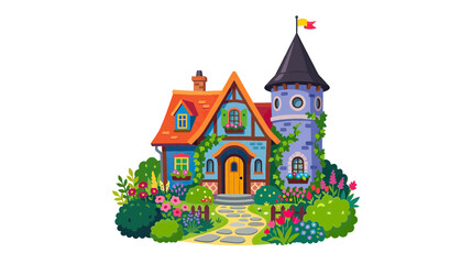 Charming Storybook Cottage with Tower and Garden © rokok