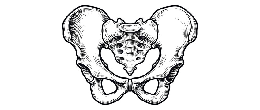 Anatomical Pelvis Bone Illustration, Skeletal Structure