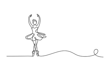 Continuous single line drawing of a ballerina dancing in a tutu © Prem_Bala_2026