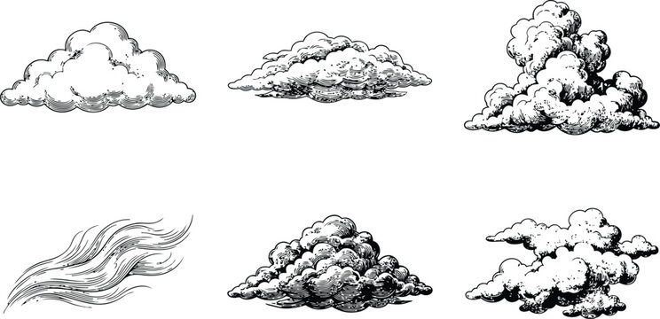 Vintage engraving style halloween clouds during a spooky night with a dramatic atmospheric effect