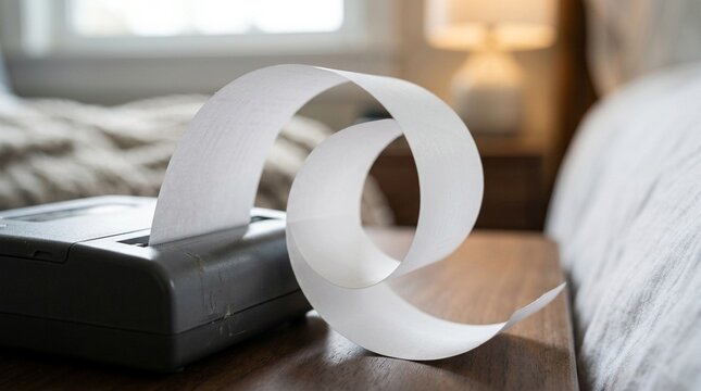 Alarm History Log Printout Close-up Catching Soft Overhead Light along its Curl - Hospital Alarm History Log Documentation