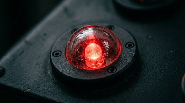 Alarm Indicator Light Red Close-up Showing a Small Glass Dome Lens - Alarm Indicator Light for Hospital Patient Monitoring