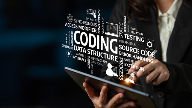 A professional developer engages with a tablet to explore coding concepts in a modern office setting, highlighting the synergy of technology and software development. Tessel