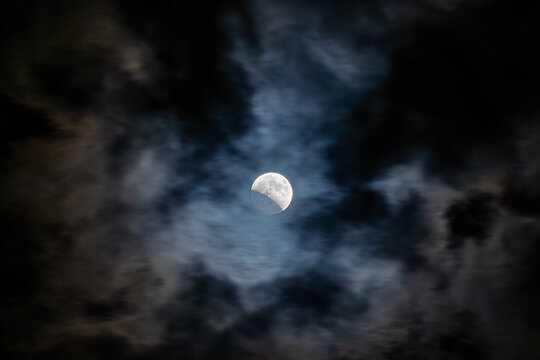 Partial Lunar Eclipse through the clouds