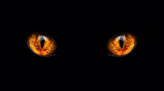 Fiery glowing monster eyes in the dark for a spooky happy halloweeen celebration and festive horror background