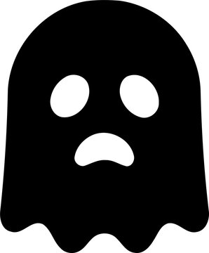 Black ghost icon for halloween design isolated on transparent background