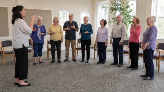 Joyful Senior Choir Singing Together