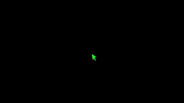 color changing mouse cursor click with ripple wave animation seamless loop on black background.