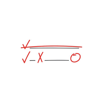 Simple Hand Drawn Proofread Correction Check Mark Cross Circle Symbols