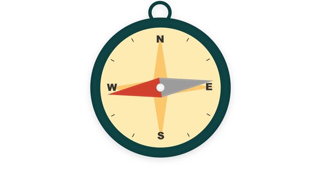 Animated compass spinning on screen. Directional navigation icon for travel and adventure.